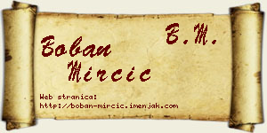 Boban Mirčić vizit kartica